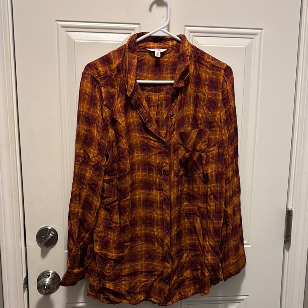 Terra & Sky Red and Yellow Plaid Shirt